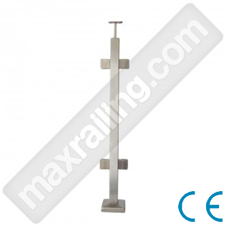 Колонка 40*40*2мм. - 100 см. за стъкло. Ъглова. Неръждаема стомана AISI 304. Сатенирана.
